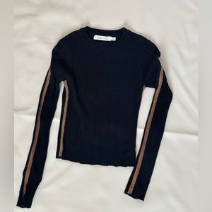 Bishop + Young Black and Gold Ribbed top